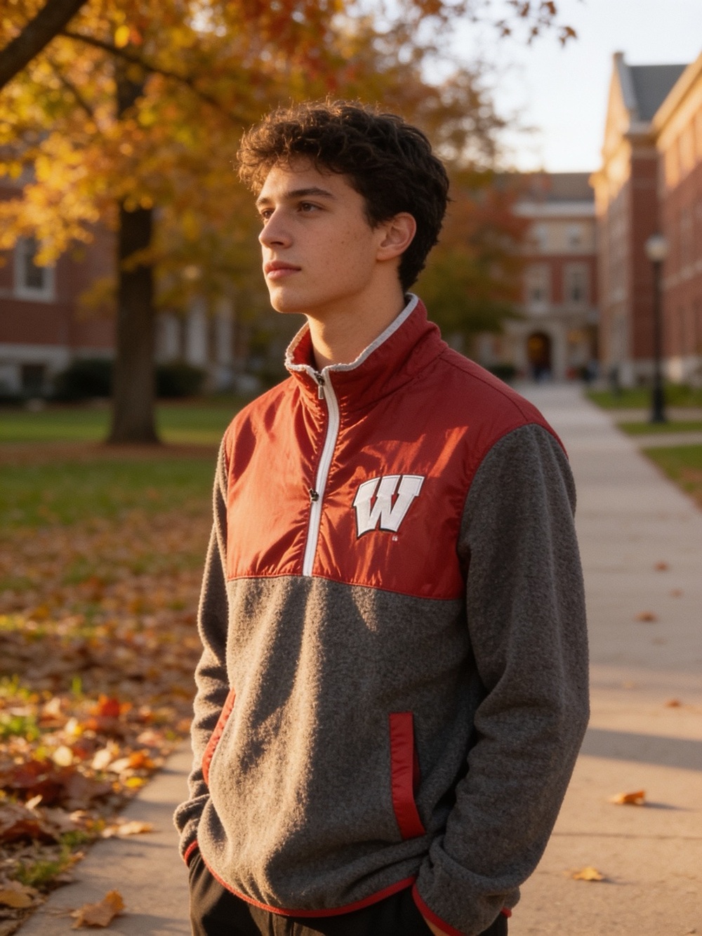 Men's Rust and Gray Quarter-Zip Performance Jacket